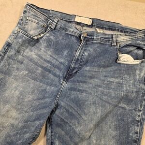 Jeanius Akademiks Jeans Men 44x30 Blue Acid Wash Wear Straight Streetwear Grunge